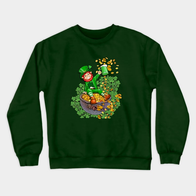 St. Patrick's Day Lucky Leprechaun Crewneck Sweatshirt by AlcantaraArt